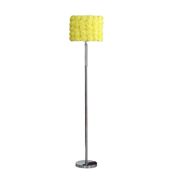 Homeroots 63 in. Traditional Shaped Floor Lamp with Yellow Roses Drum Shade, Steel 478190 - main